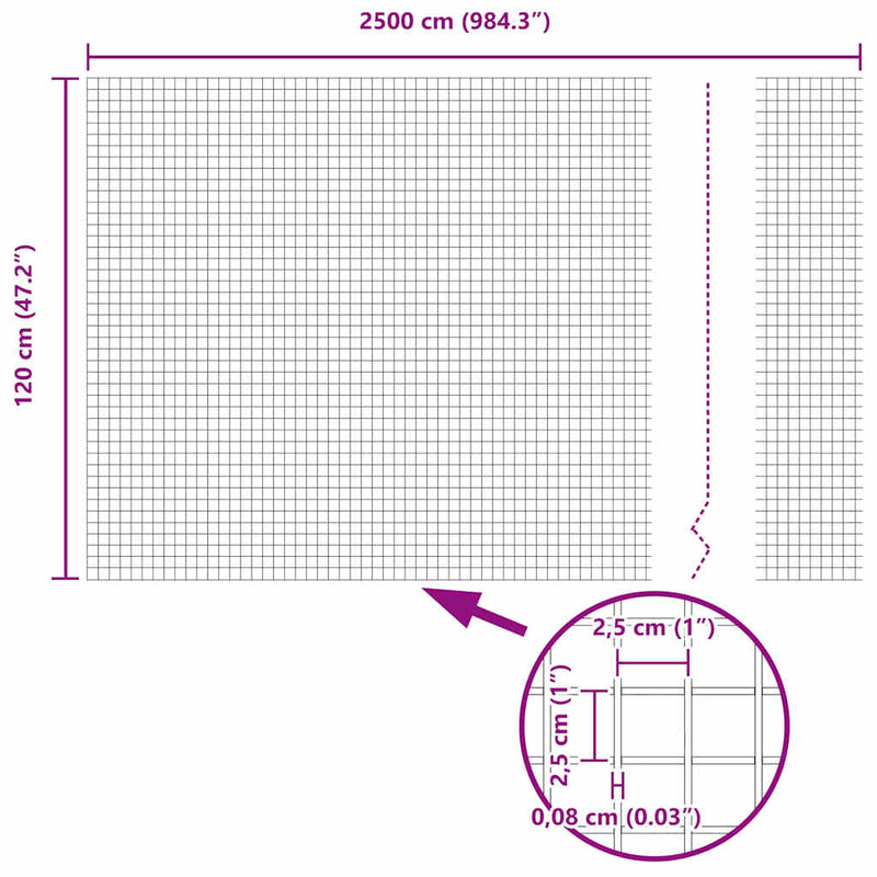 vidaXL Hegesztett Drótháló Kerítés Ezüst 1.2 x 25 m Acél