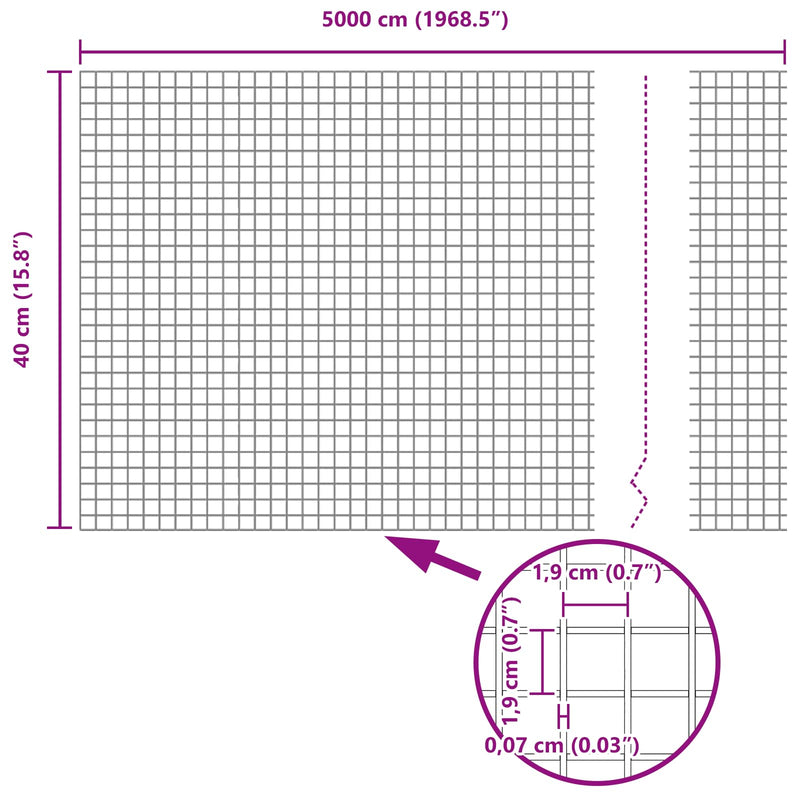 vidaXL Hegesztett Drótháló Kerítés Ezüst 0.4 x 50 m Acél