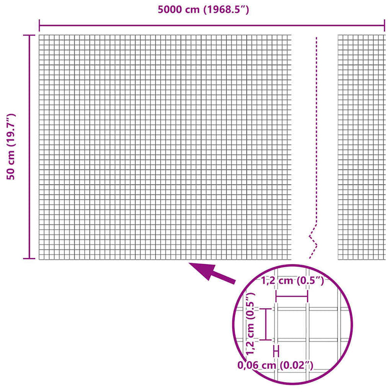 vidaXL Hegesztett Drótháló Kerítés Ezüst 0.5 x 50 m Acél
