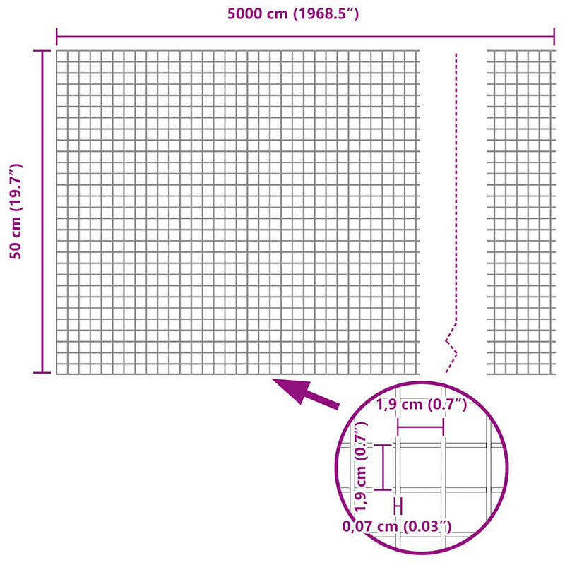 vidaXL Hegesztett Drótháló Kerítés Ezüst 0.5 x 50 m Acél
