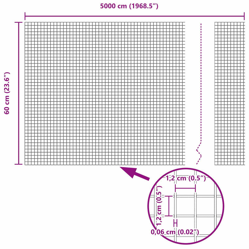 vidaXL Hegesztett Drótháló Kerítés Ezüst 0.6 x 50 m Acél
