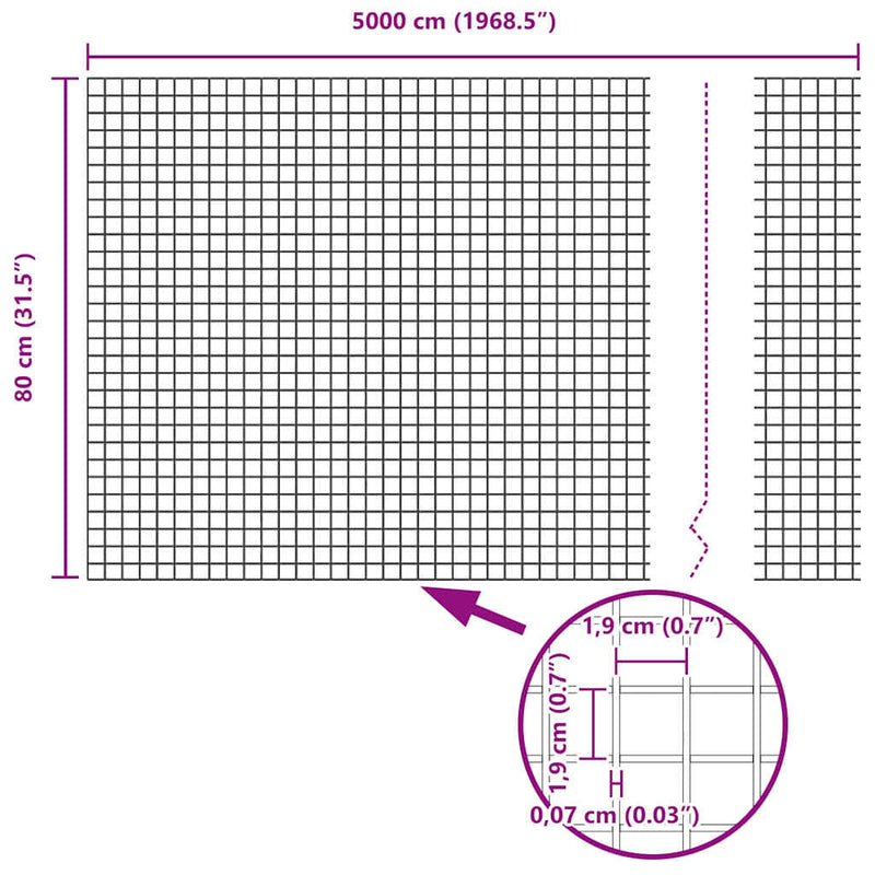 vidaXL Hegesztett Drótháló Kerítés Ezüst 0.8 x 50 m Acél