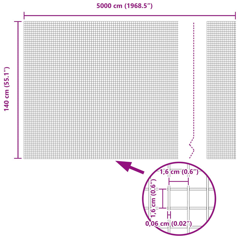 vidaXL Hegesztett Drótháló Kerítés Ezüst 1.4 x 50 m Acél