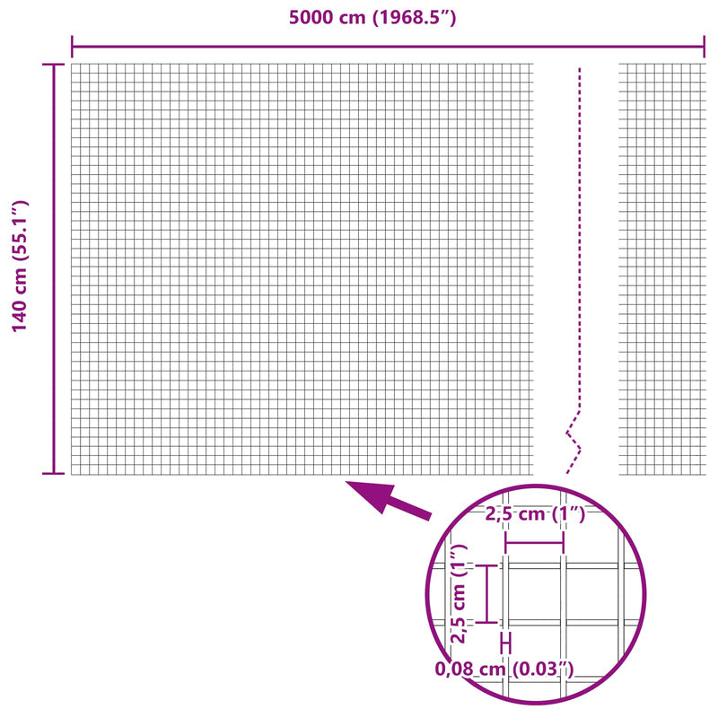 vidaXL Hegesztett Drótháló Kerítés Ezüst 1.4 x 50 m Acél