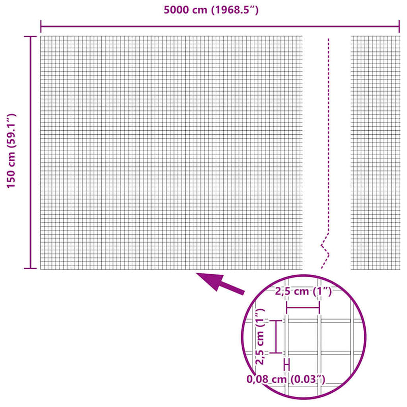 vidaXL Hegesztett Drótháló Kerítés Ezüst 1.5 x 50 m Acél