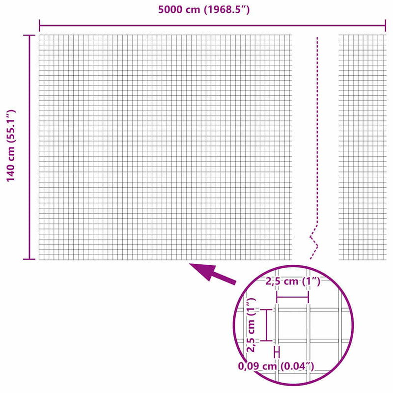 vidaXL Hegesztett Drótháló Kerítés Zöld 1.4 x 50 m Acél