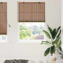 vidaXL Roletta függönyökkel Barna 120 x 220 cm bambusz