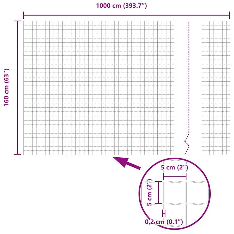 vidaXL Európai Kerítés Zöld 1.6 x 10 m PVC-bevonatú vas