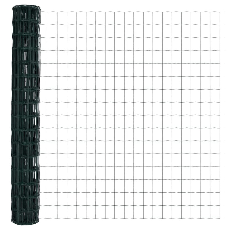 vidaXL Európai Kerítés Zöld 1.5 x 10 m PVC-bevonatú vas