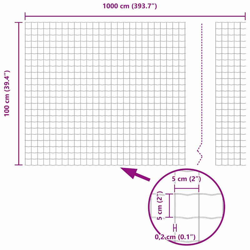 vidaXL Európai Kerítés Szürke 1 x 10 m PVC-bevonatú vas