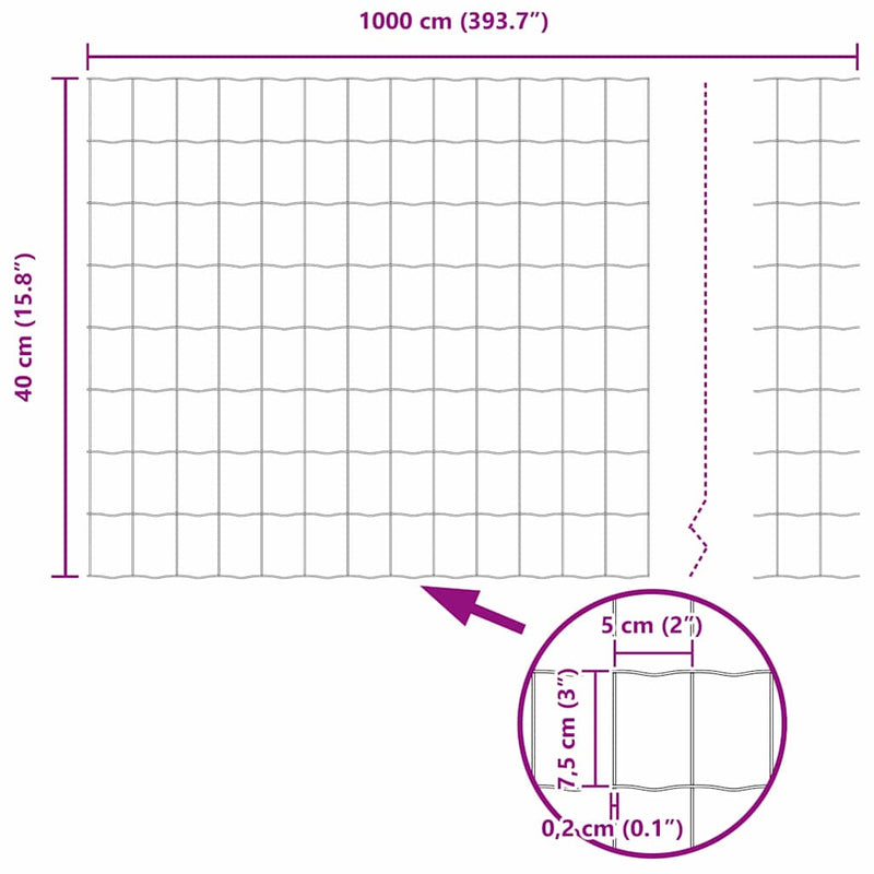 vidaXL Európai Kerítés Szürke 0,4 x 10 m PVC-bevonatú vas