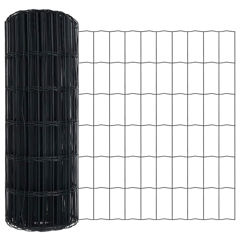 vidaXL Európai Kerítés Szürke 0.8 x 10 m PVC-bevonatú vas