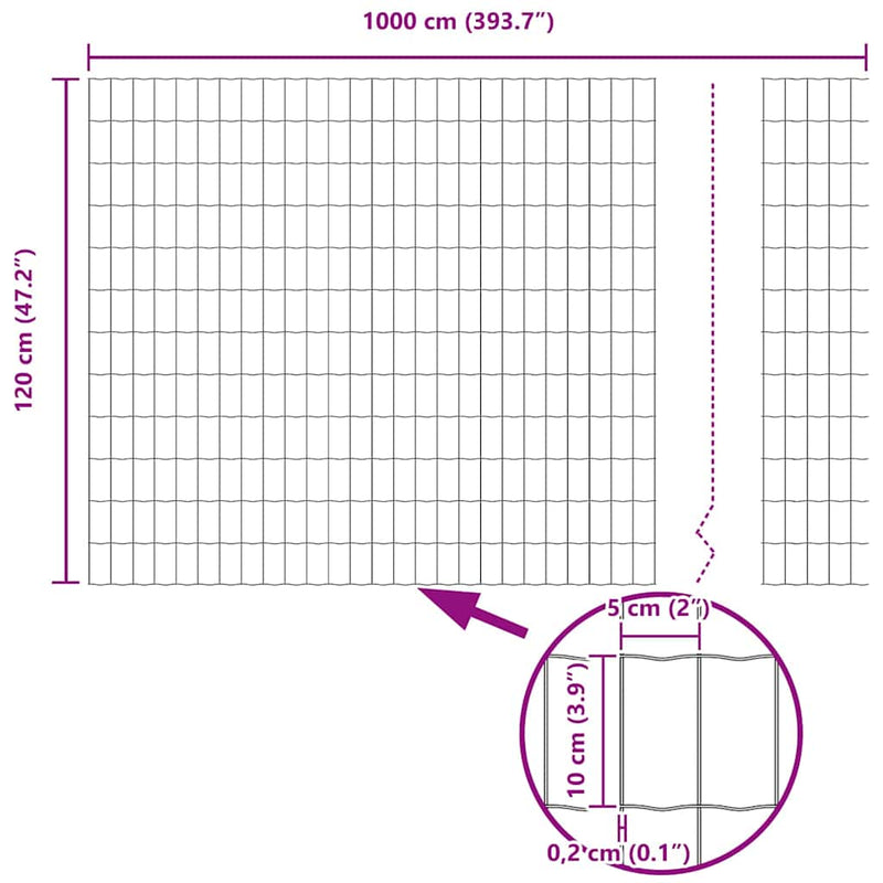 vidaXL Európai Kerítés Szürke 1.2 x 10 m PVC-bevonatú vas