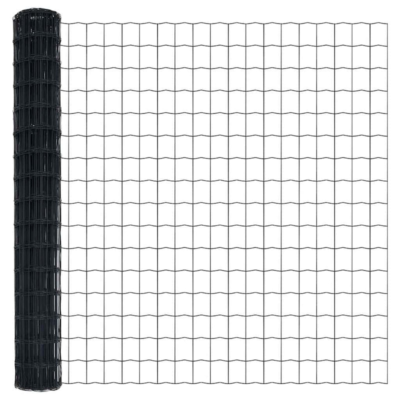 vidaXL Európai Kerítés Szürke 1.5 x 10 m PVC-bevonatú vas