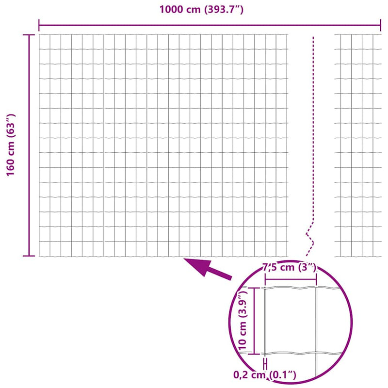 vidaXL Európai Kerítés Szürke 1.6 x 10 m PVC-bevonatú vas
