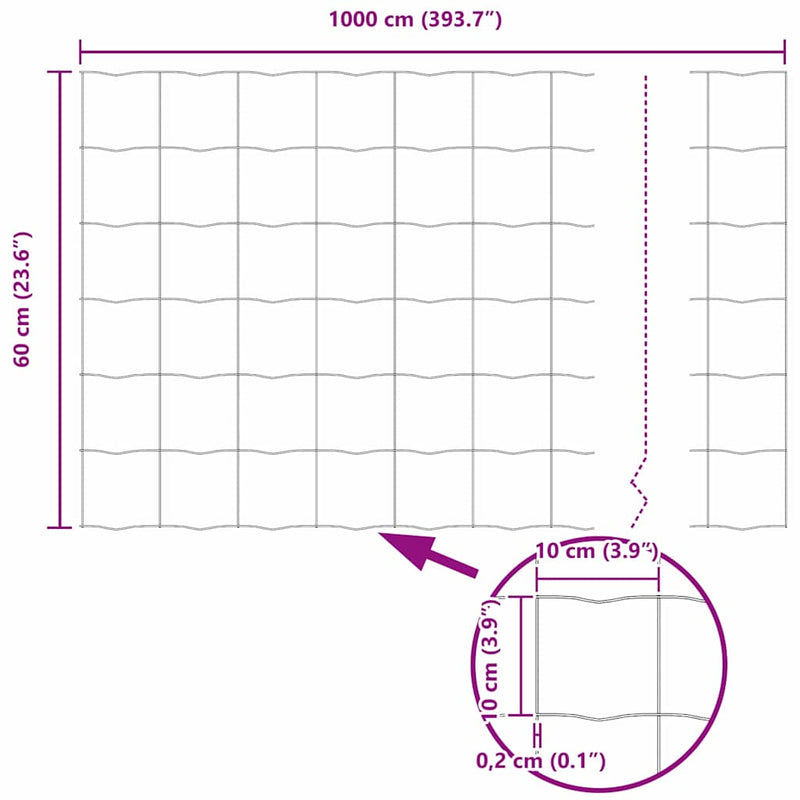 vidaXL Európai Kerítés Szürke 0,6 x 10 m PVC-bevonatú vas