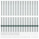 vidaXL Beágyazott kerítésoszlop 22 db Zöld 140 cm Porszórt acél
