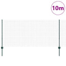 vidaXL Európai kerítés oszloppal 10 x 1 m PVC-bevonatos acél Zöld Háló
