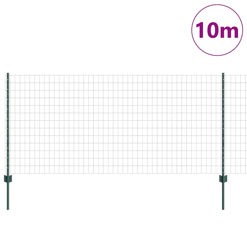 vidaXL Kerítés és Oszlop Zöld 1 x 10 m Acél