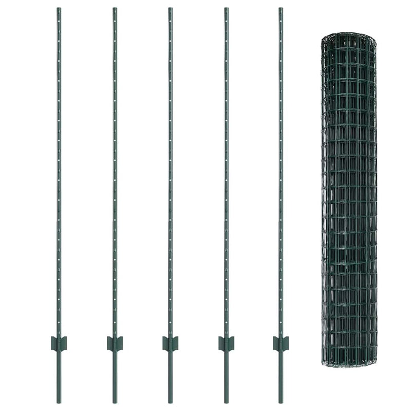 vidaXL Kerítés és Oszlop Zöld 1,6 x 10 m Acél