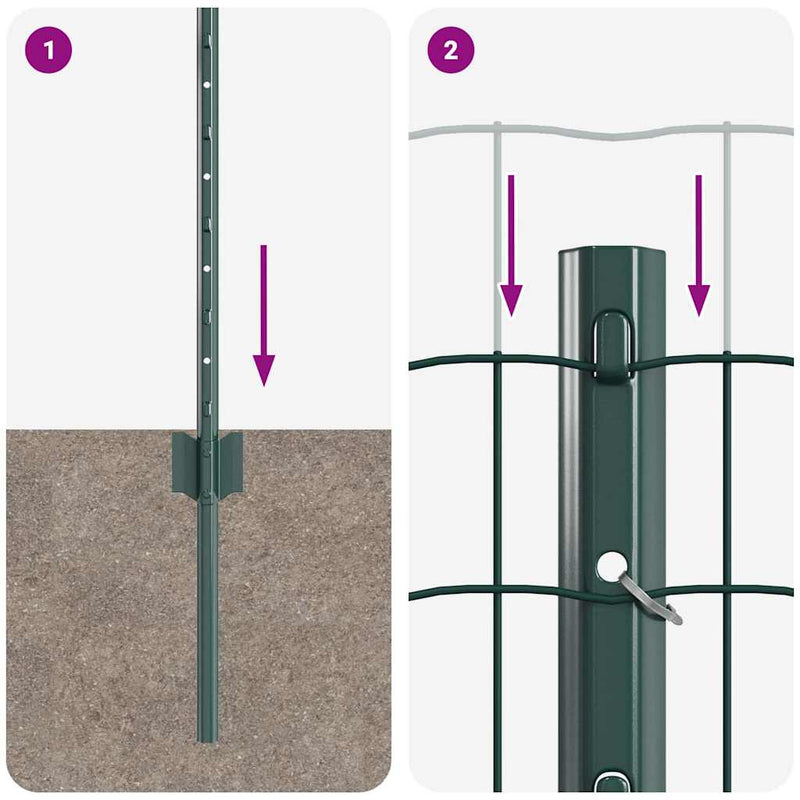 vidaXL Kerítés és Oszlop Zöld 0,4 x 10 m Acél