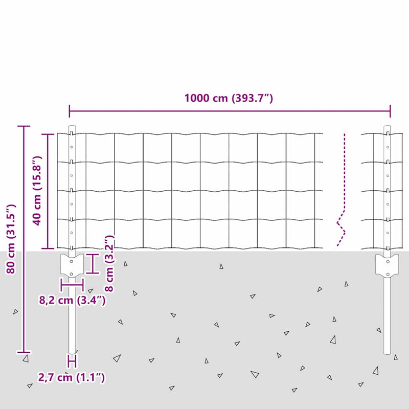 vidaXL Kerítés és Oszlop Zöld 0,4 x 10 m Acél