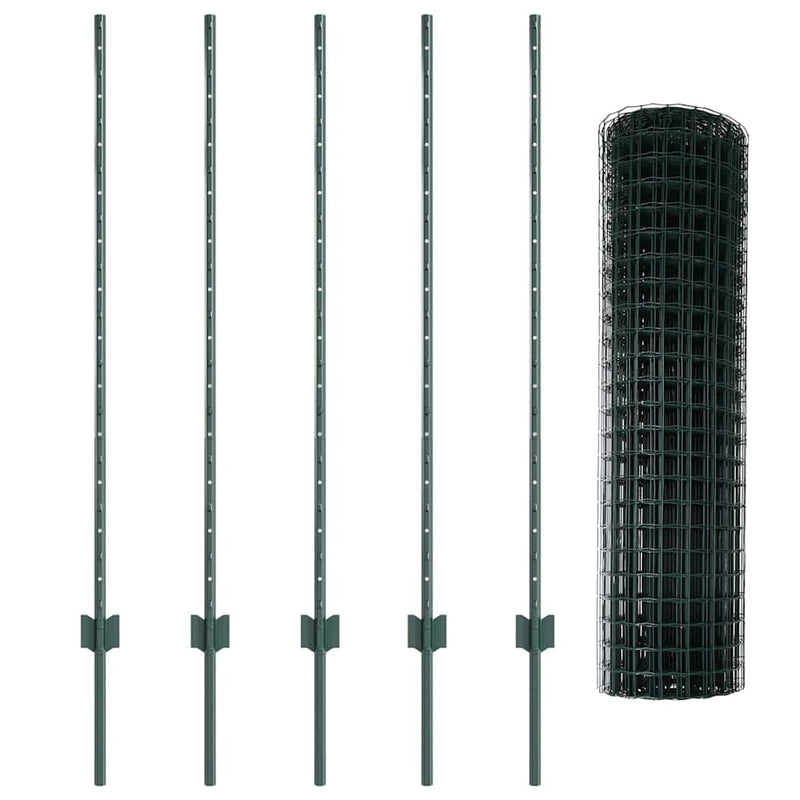 vidaXL Kerítés és Oszlop Zöld 1,2 x 10 m Acél