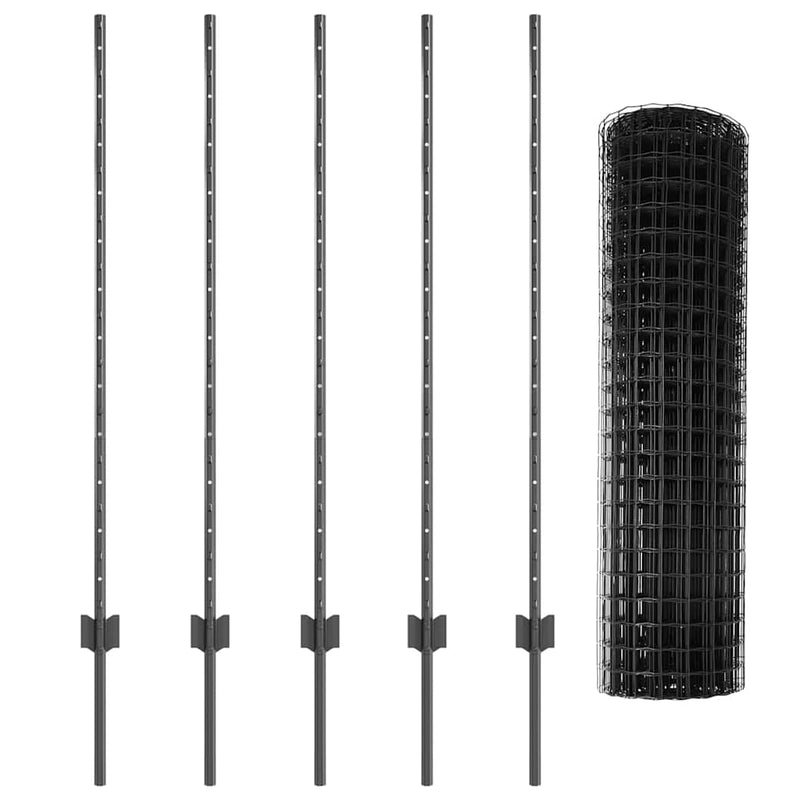 vidaXL Kerítés és Oszlop Szürke 1,2 x 10 m Acél