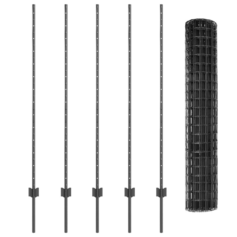 vidaXL Kerítés és Oszlop Szürke 1,4 x 10 m Acél