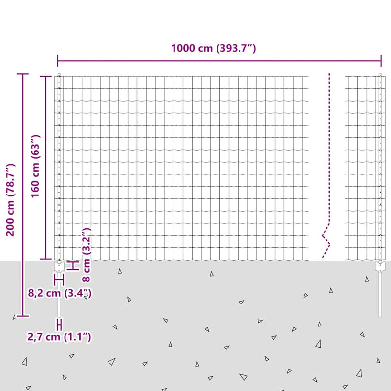 vidaXL Kerítés és Oszlop Szürke 1,6 x 10 m Acél