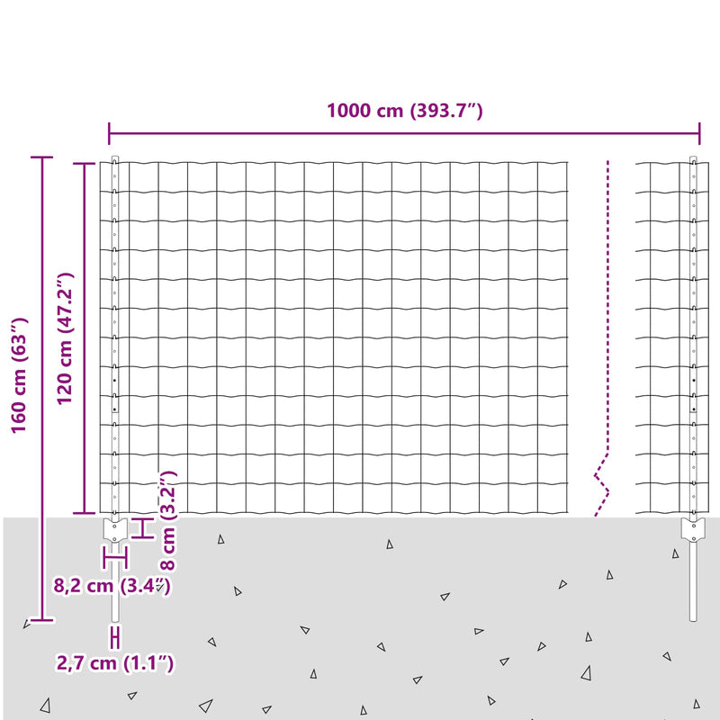 vidaXL Kerítés és Oszlop Szürke 1,2 x 10 m Acél