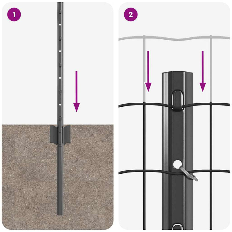 vidaXL Kerítés és Oszlop Szürke 0,4 x 25 m Acél