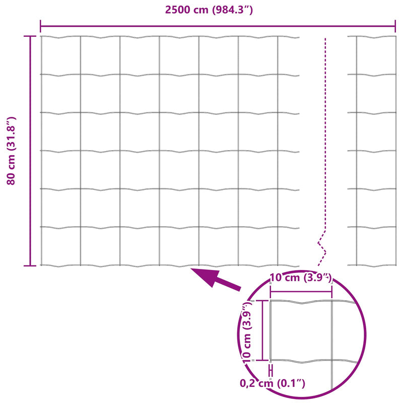 vidaXL Kerítés és Oszlop Szürke 0,8 x 25 m Acél