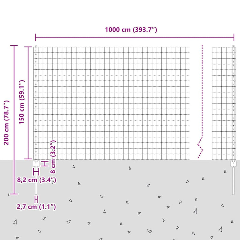 vidaXL Kerítés és Oszlop Szürke 1,5 x 10 m Acél