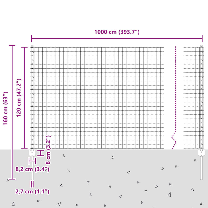 vidaXL Kerítés és Oszlop Ezüst 1,2 x 10 m Acél