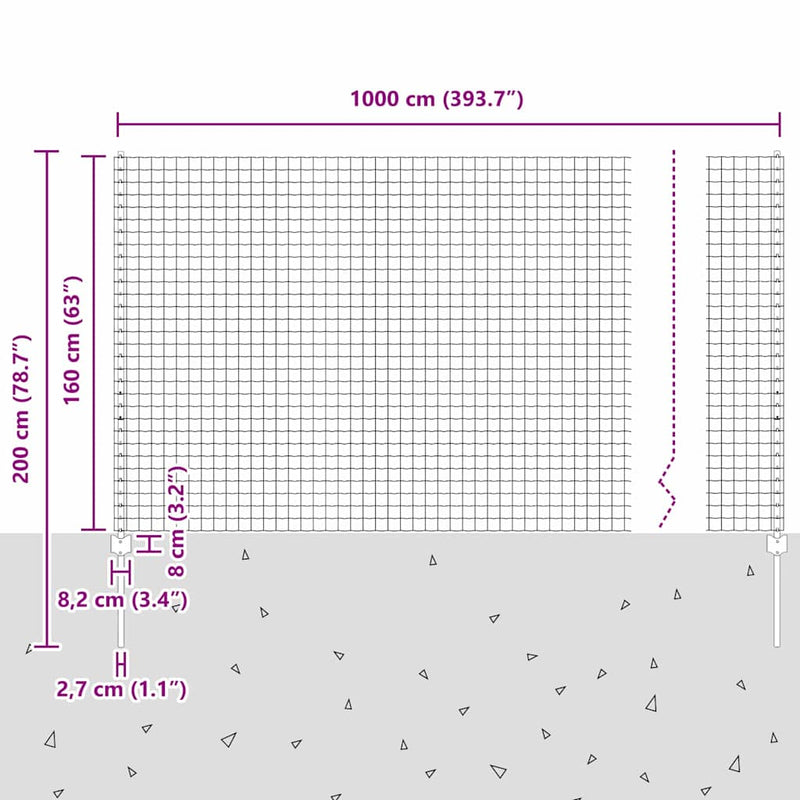 vidaXL Kerítés és Oszlop Ezüst 1,6 x 10 m Acél