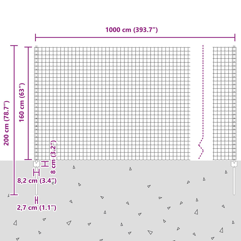 vidaXL Kerítés és Oszlop Ezüst 1,6 x 10 m Acél