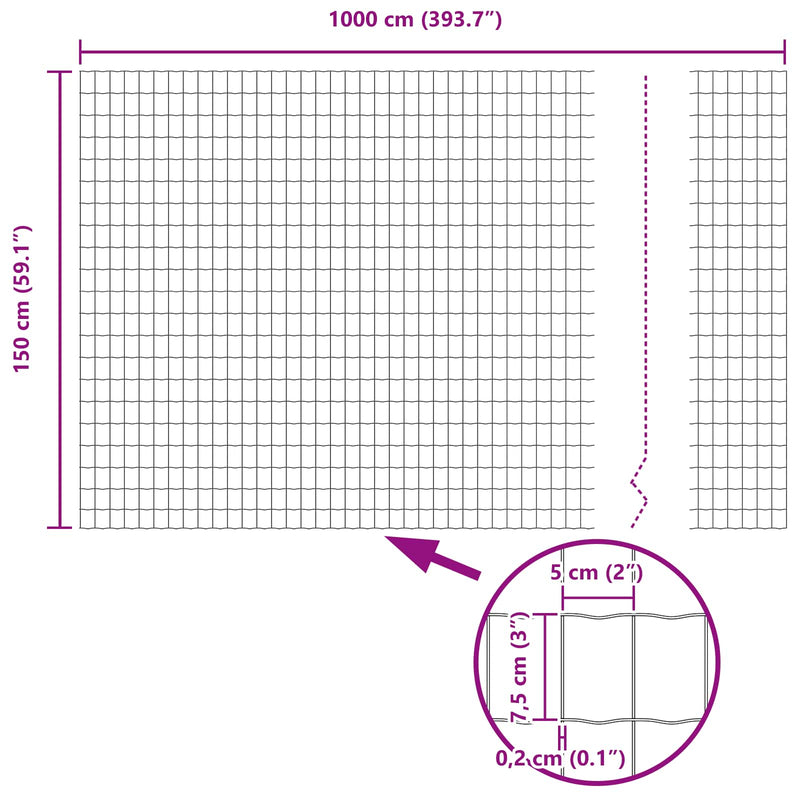 vidaXL Kerítés és Oszlop Ezüst 1,5 x 10 m Acél