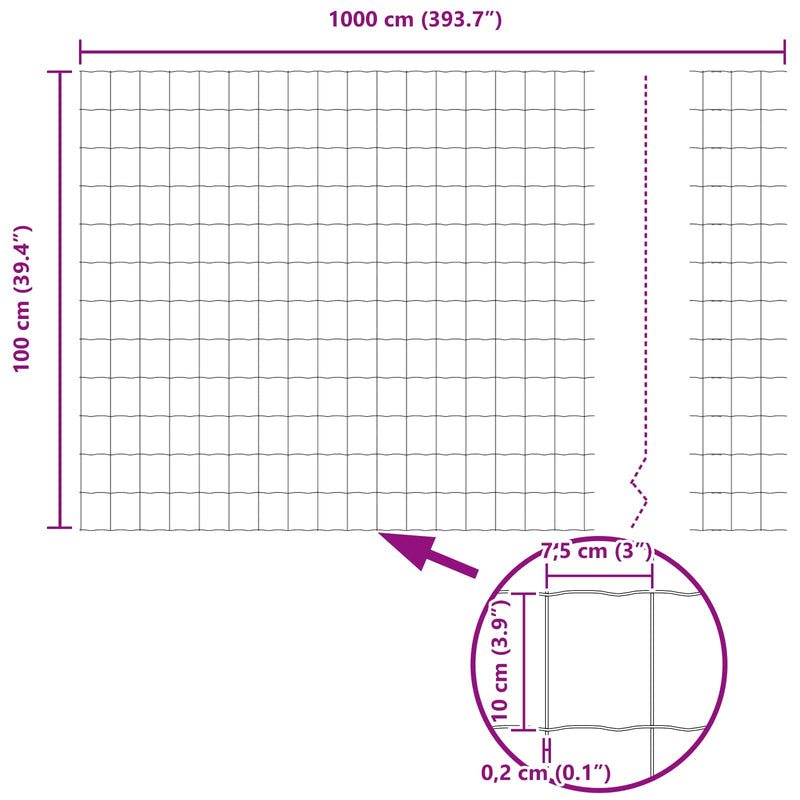 vidaXL Kerítés és Oszlop Ezüst 1 x 10 m Acél