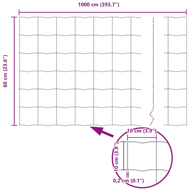 vidaXL Kerítés és Oszlop Ezüst 0,6 x 10 m Acél