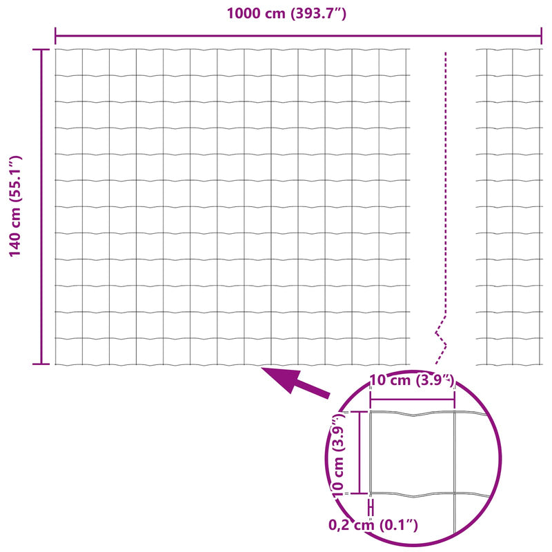 vidaXL Kerítés és Oszlop Ezüst 1,4 x 10 m Acél