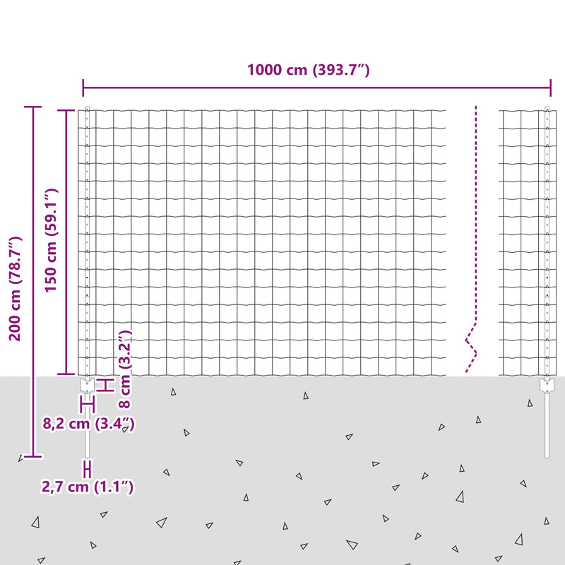 vidaXL Kerítés és Oszlop Ezüst 1,5 x 10 m Acél