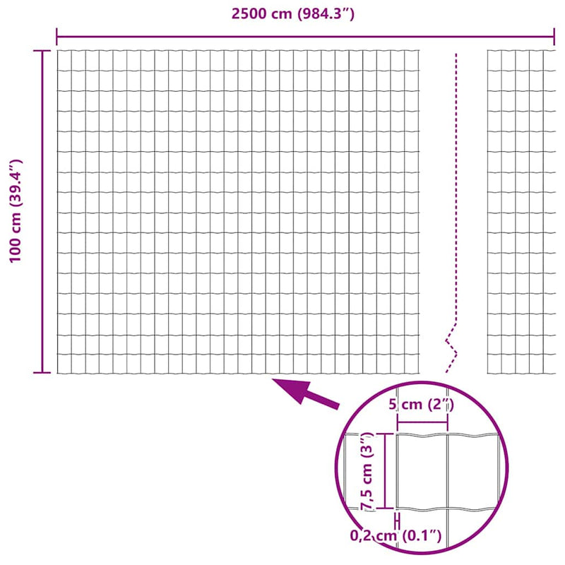 vidaXL Kerítés és Oszlop Ezüst 1 x 25 m Acél
