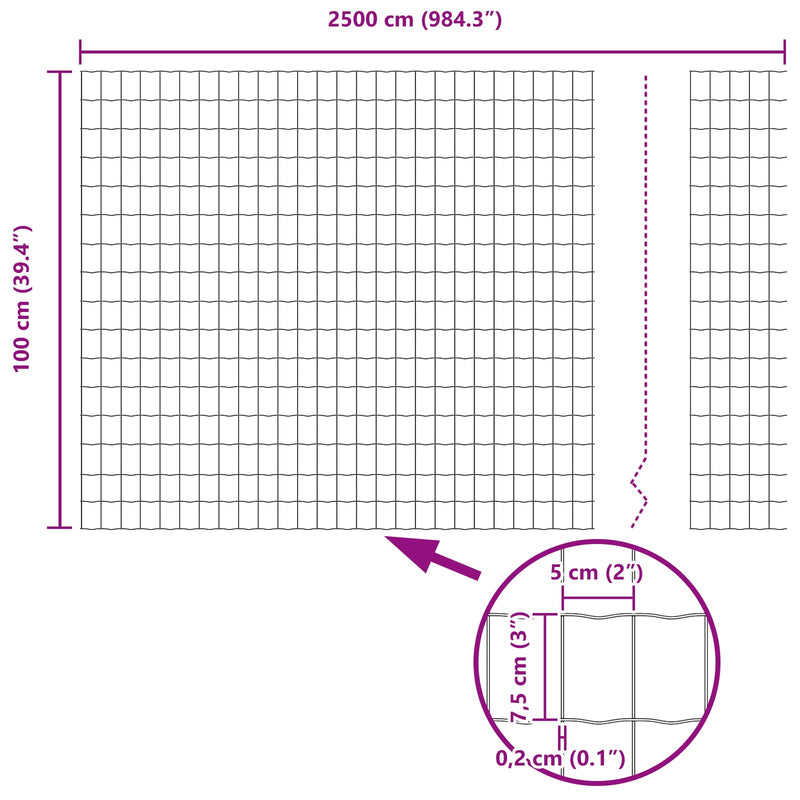 vidaXL Kerítés és Oszlop Ezüst 1 x 25 m Acél