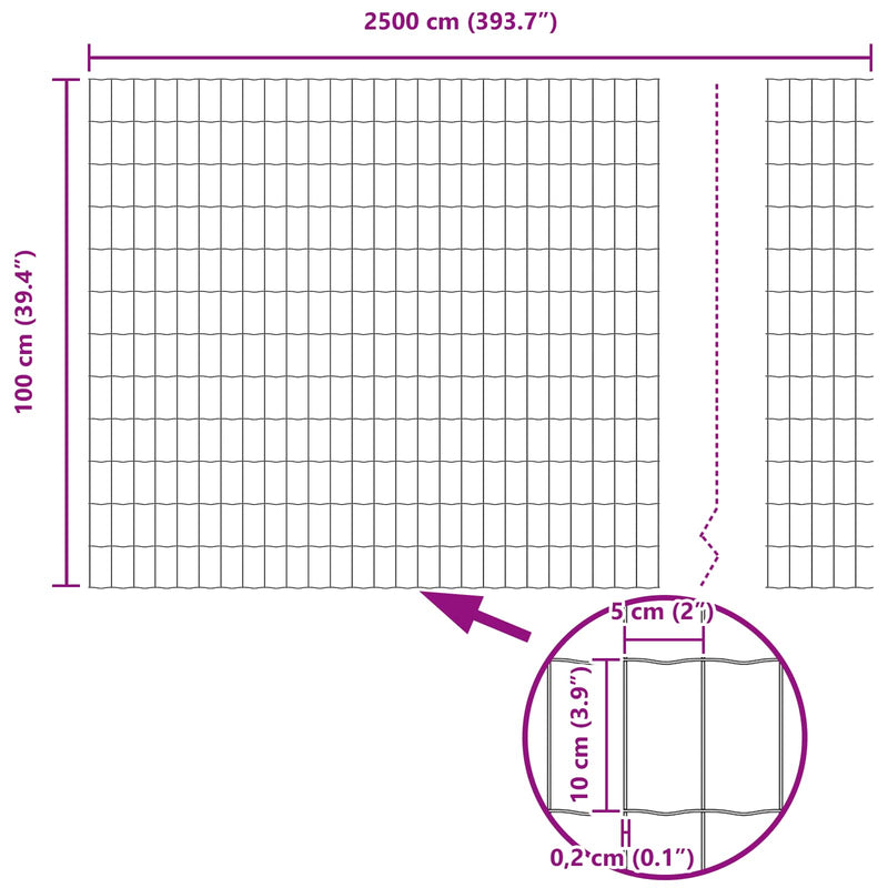 vidaXL Kerítés és Oszlop Ezüst 1 x 25 m Acél