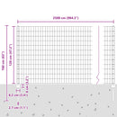 vidaXL Kerítés és Oszlop Ezüst 1,2 x 25 m Acél