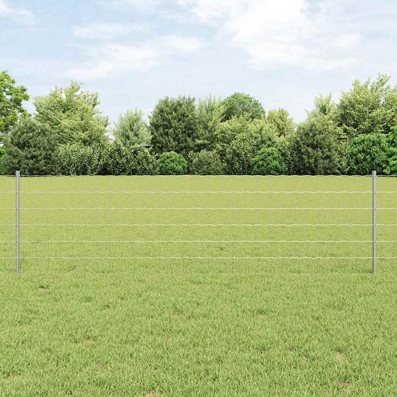 vidaXL Kerítés oszlopokkal Ezüst 0,6 x 25 m Acél