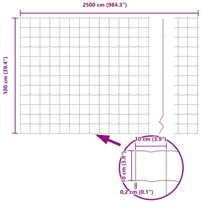 vidaXL Kerítés és Oszlop Ezüst 1 x 25 m Acél