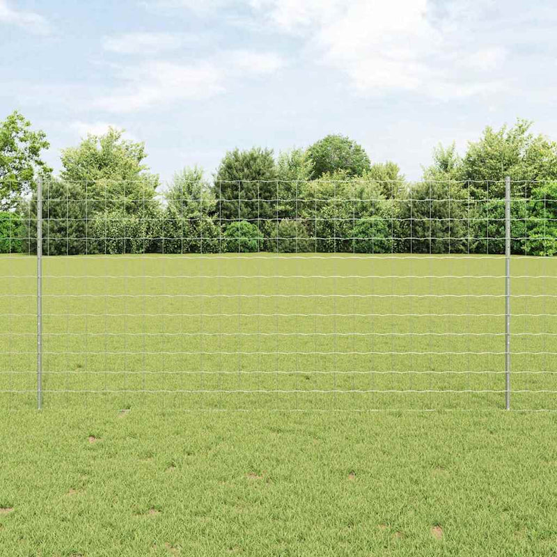 vidaXL Kerítés oszlopokkal Ezüst 1.2 x 25 m Acél