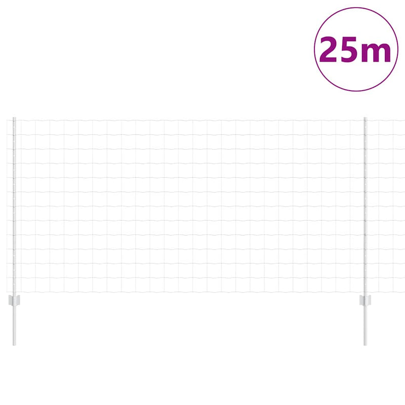 vidaXL Kerítés oszlopokkal Ezüst 1.2 x 25 m Acél